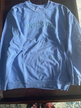 Boys Lie Sky Blue Crewneck Sweatshirt with 
Callout: discoloration on collar